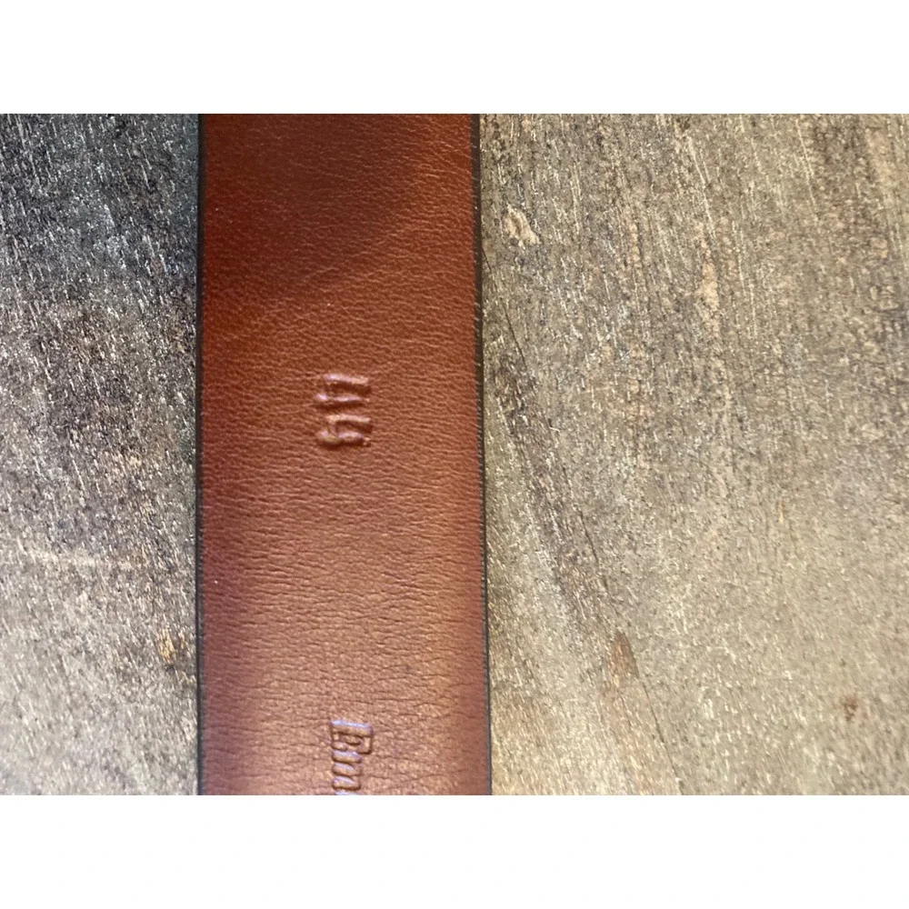 Torino Mens Belt 44 Cognac Brown Embossed Italian Kipskin Leather Made in USA